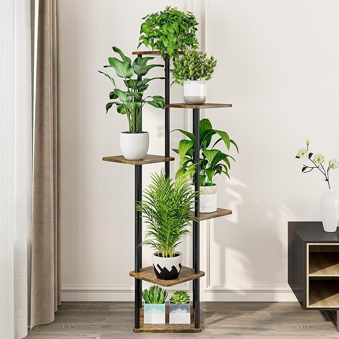 6 Tier Tall Metal Plant Stand Indoor Outdoor Corner Flower Shelf Display Rack