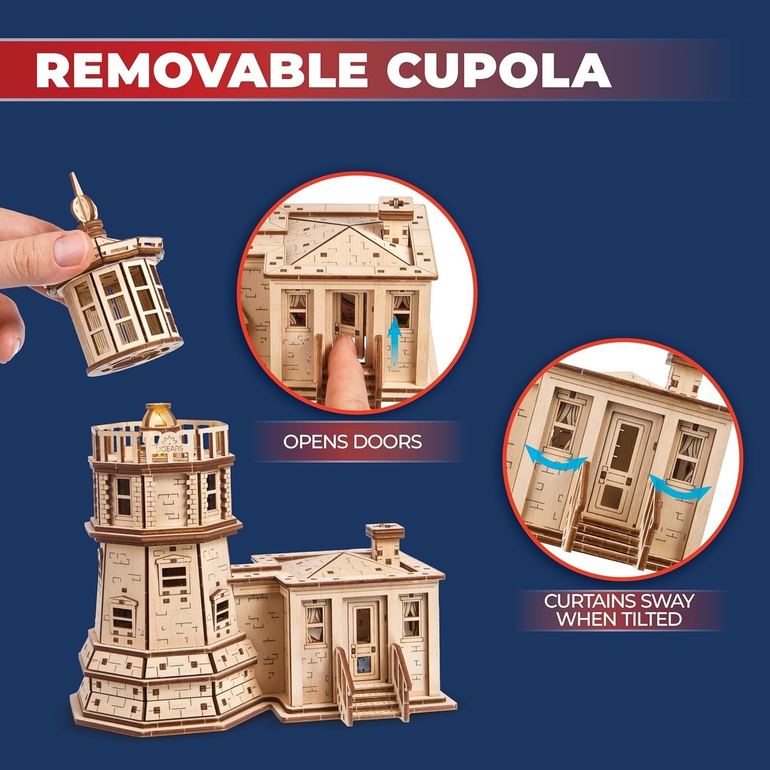3D Wooden Lighthouse Puzzle with LED Nightlight – DIY Model Kit Gift