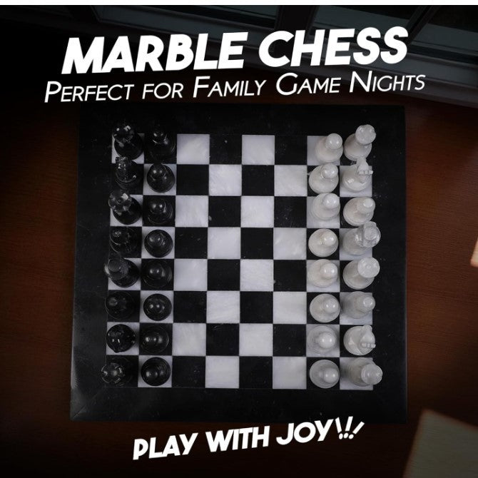 Luxury Handmade Marble Chess Set 10x10” – Elegant Stone Board + Weighted Pieces