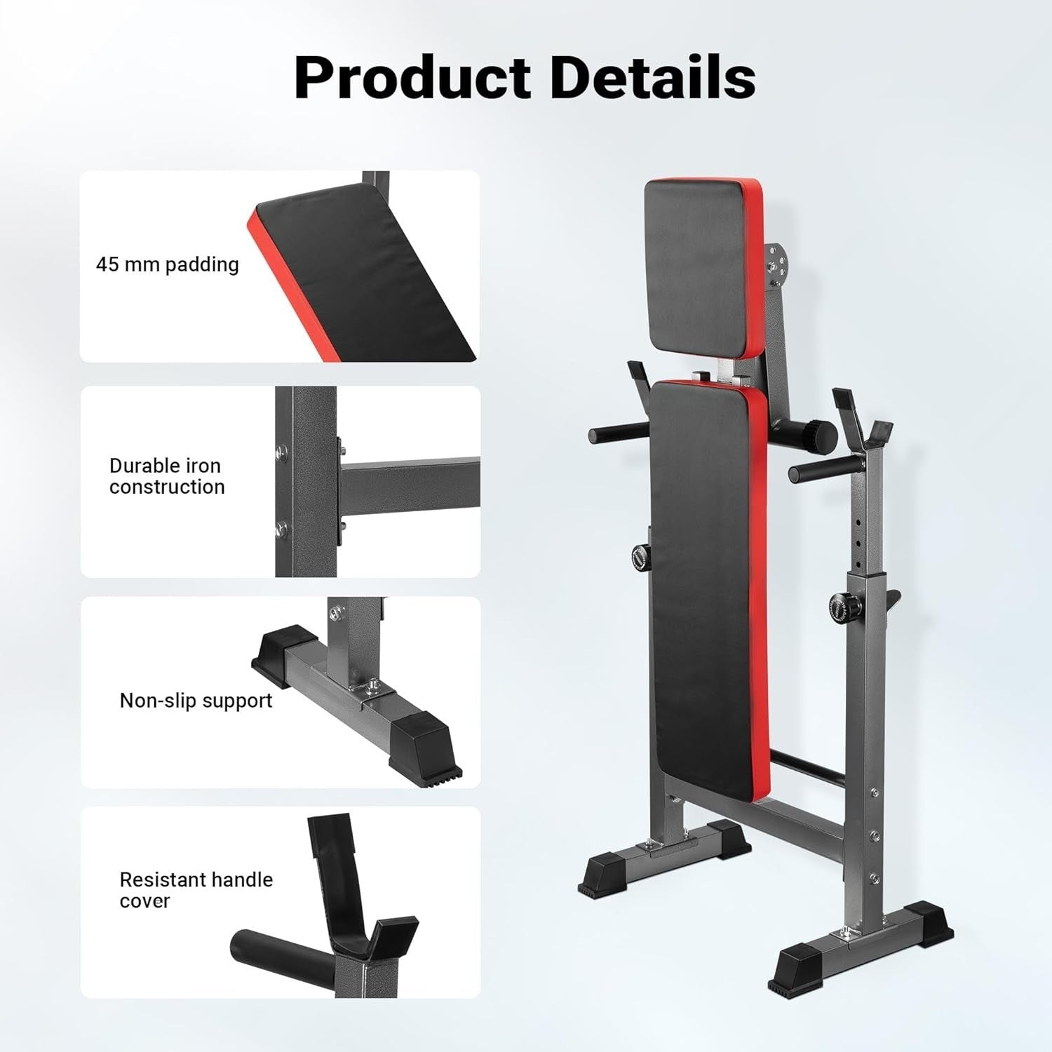 Foldable Adjustable Weight Bench With Barbell Rack 230kg Home Gym