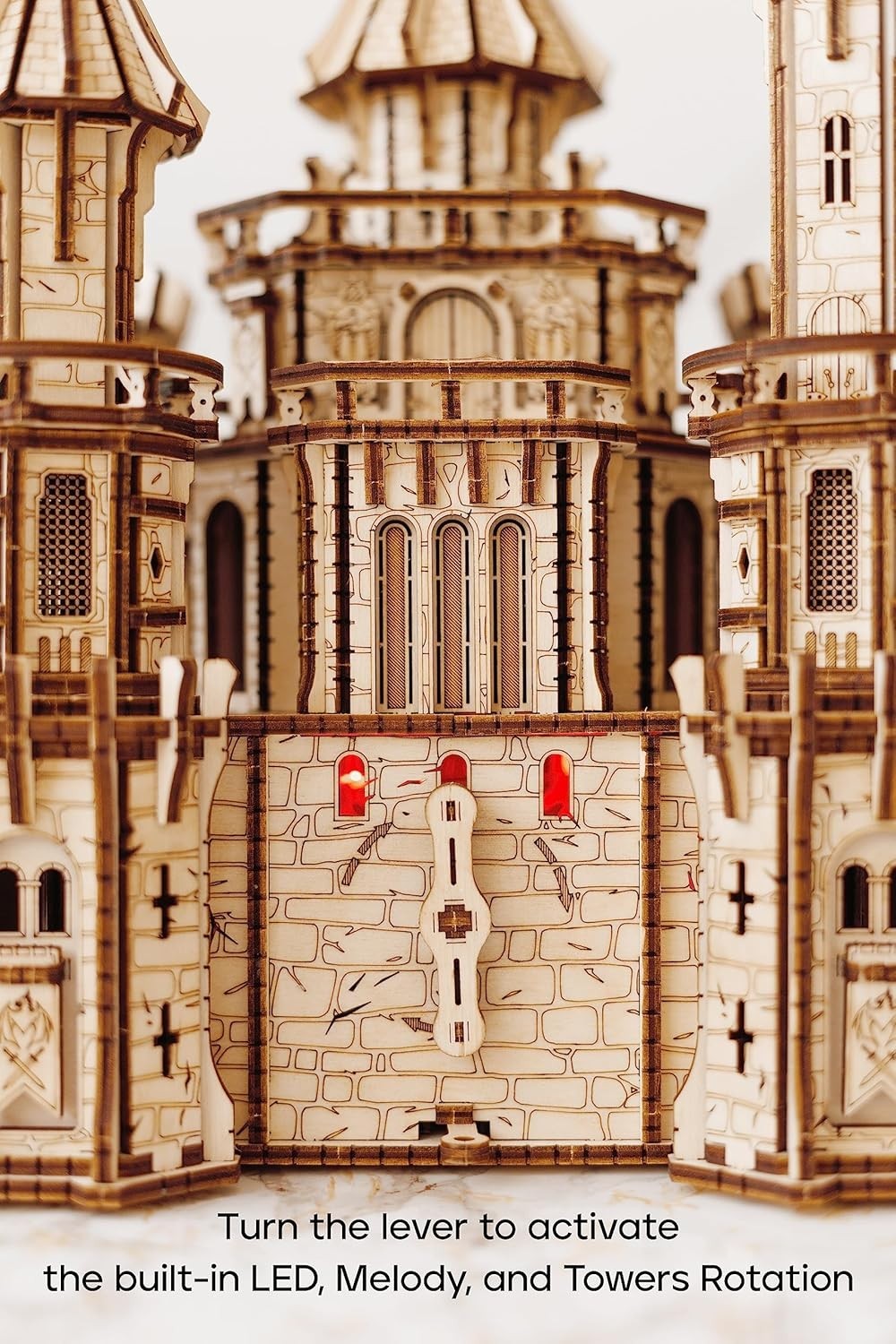 3D Wooden Puzzle Castle Kit w/ LED, Rotating Towers – 978 Pcs Gift Set
