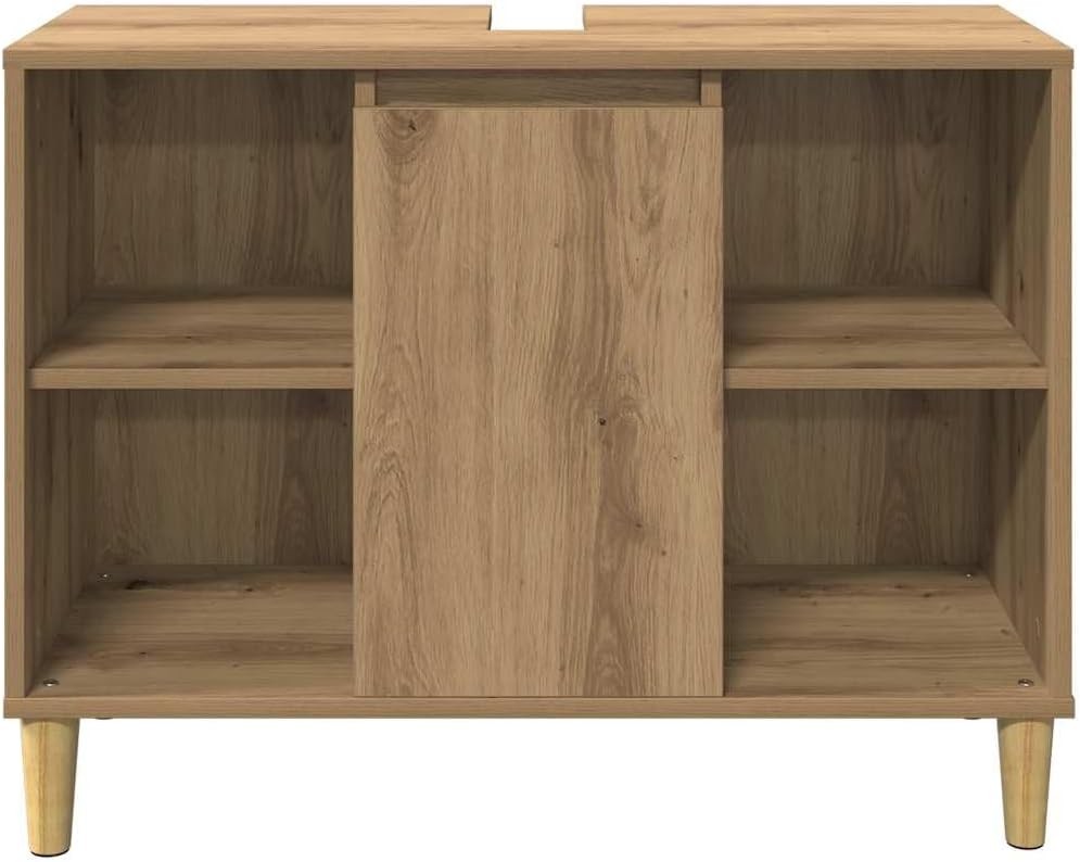 Artisan Oak Bathroom Cabinet with Door & Shelves | Modern Under Sink Vanity Unit