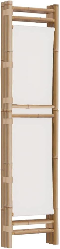 Cream Bamboo & Canvas Room Divider 120x180cm 3-Panel Folding Privacy Screen