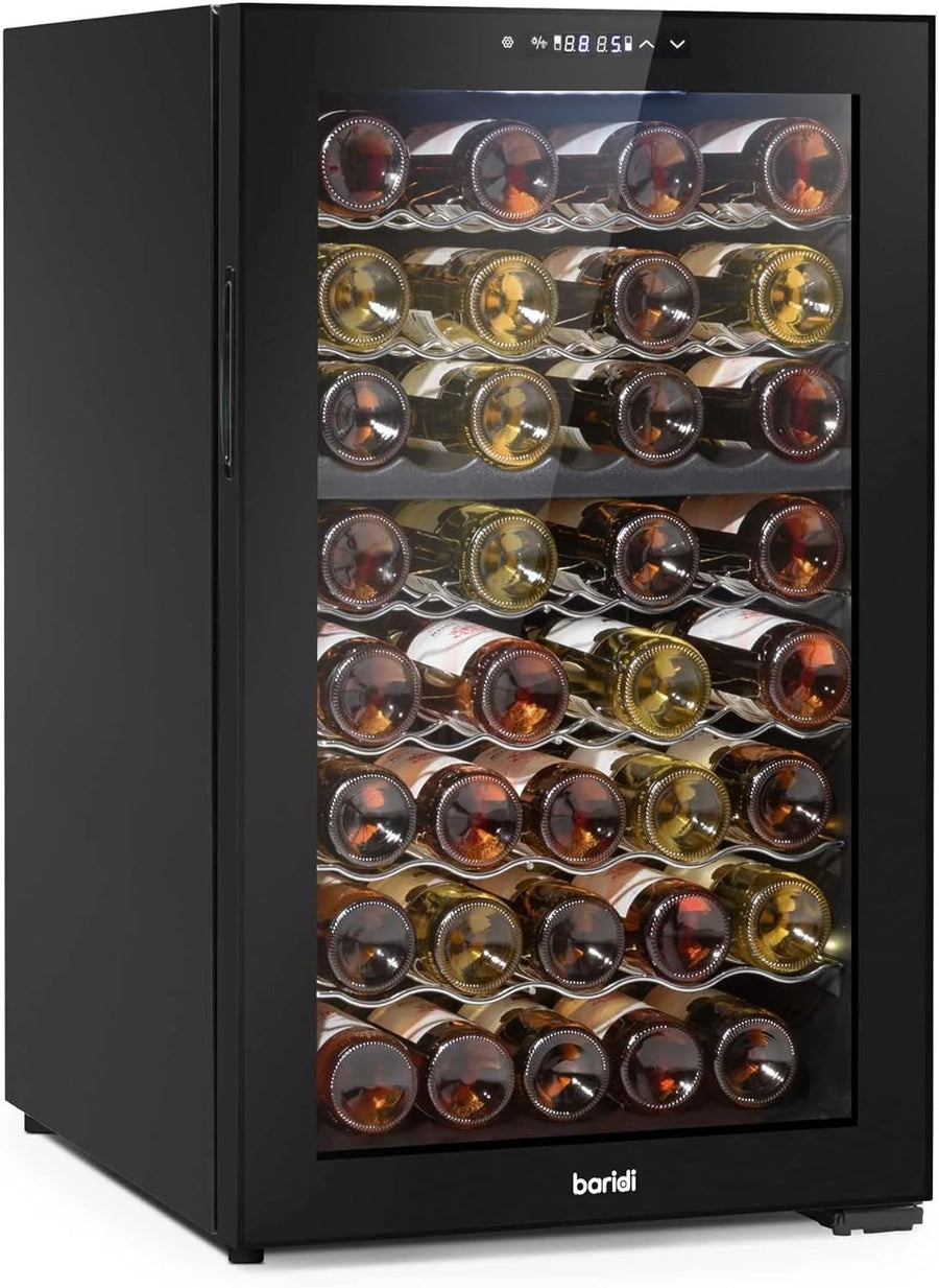 52 Bottle Dual Zone Wine Cooler Fridge Touch Screen LED Glass Door Black
