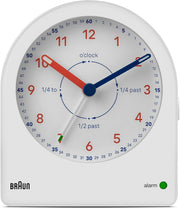 White Analogue Time Teacher Alarm Clock Silent Quartz Backlight Snooze