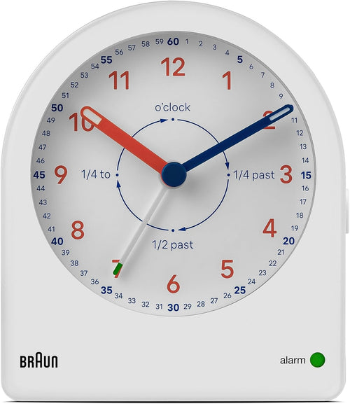White Analogue Time Teacher Alarm Clock Silent Quartz Backlight Snooze