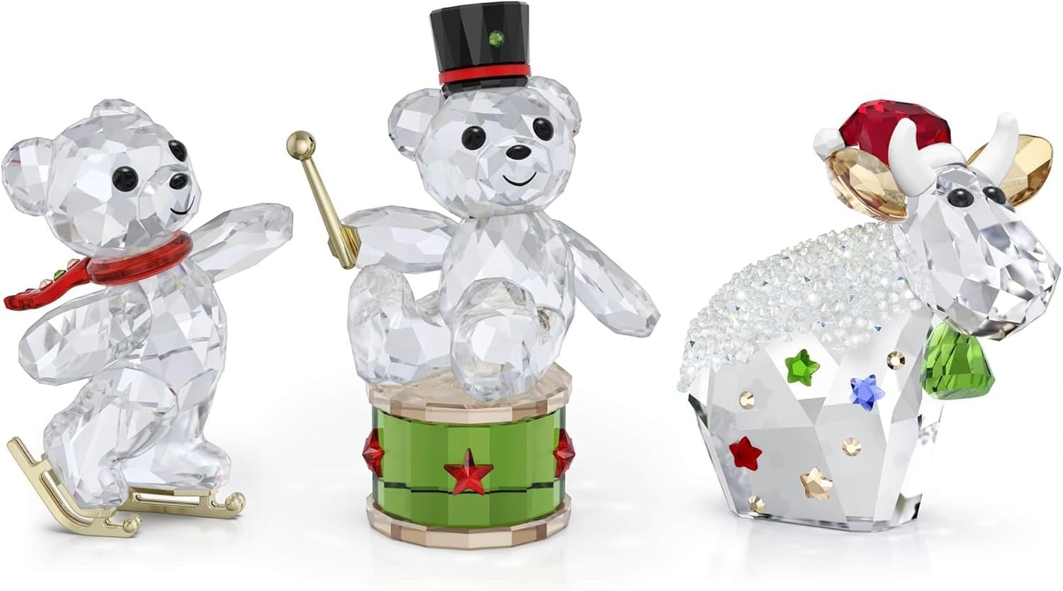 Holiday Crystal Bear Figurine 2025 – 730 Facets Luxury Ornament on Drum Display