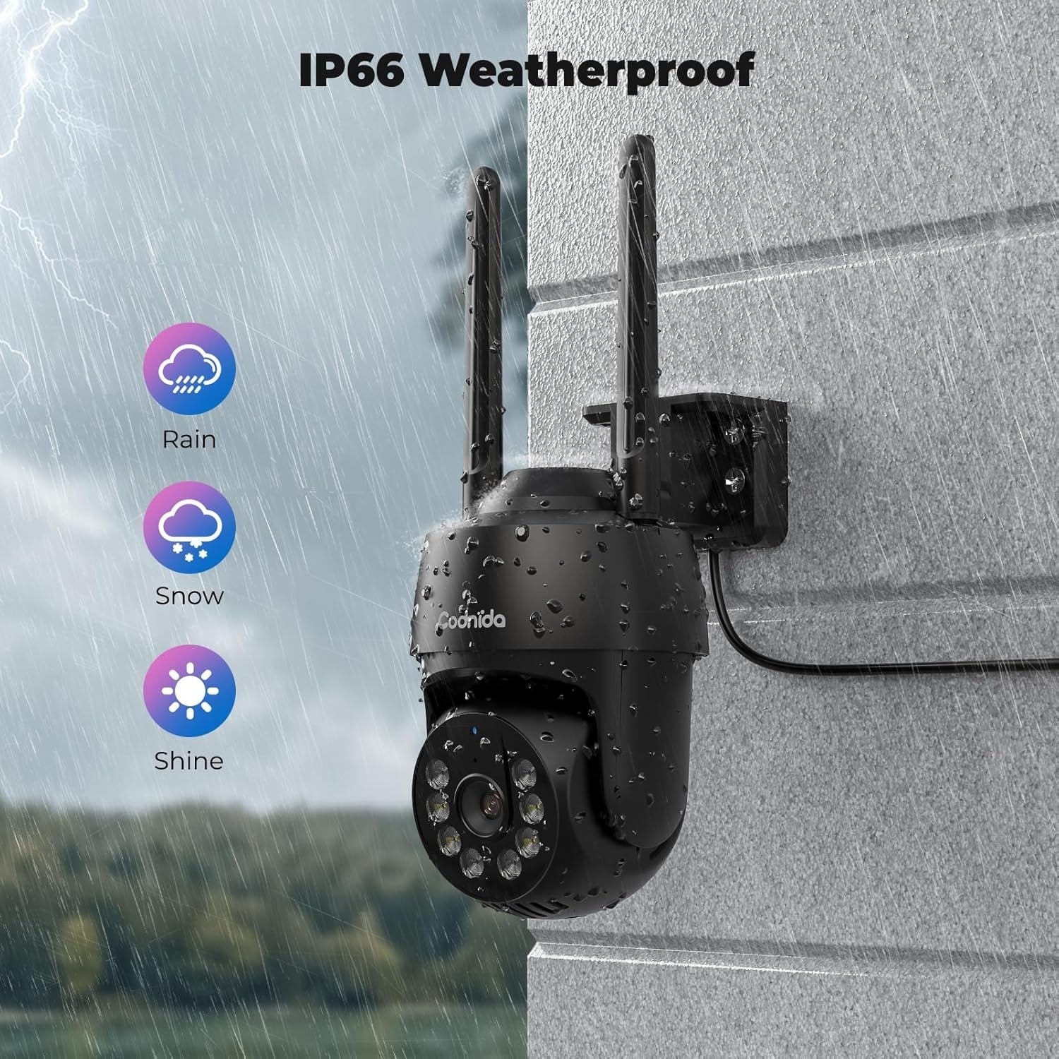 5MP WiFi Security Camera Outdoor 360° PTZ Auto Tracking Color Vision