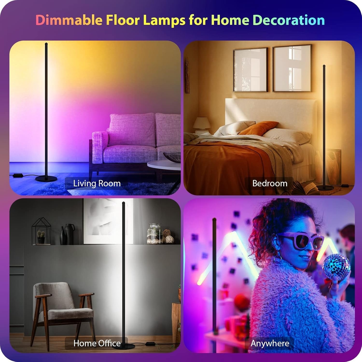 RGB Corner Floor Lamp 156cm Smart LED Light App Remote Music