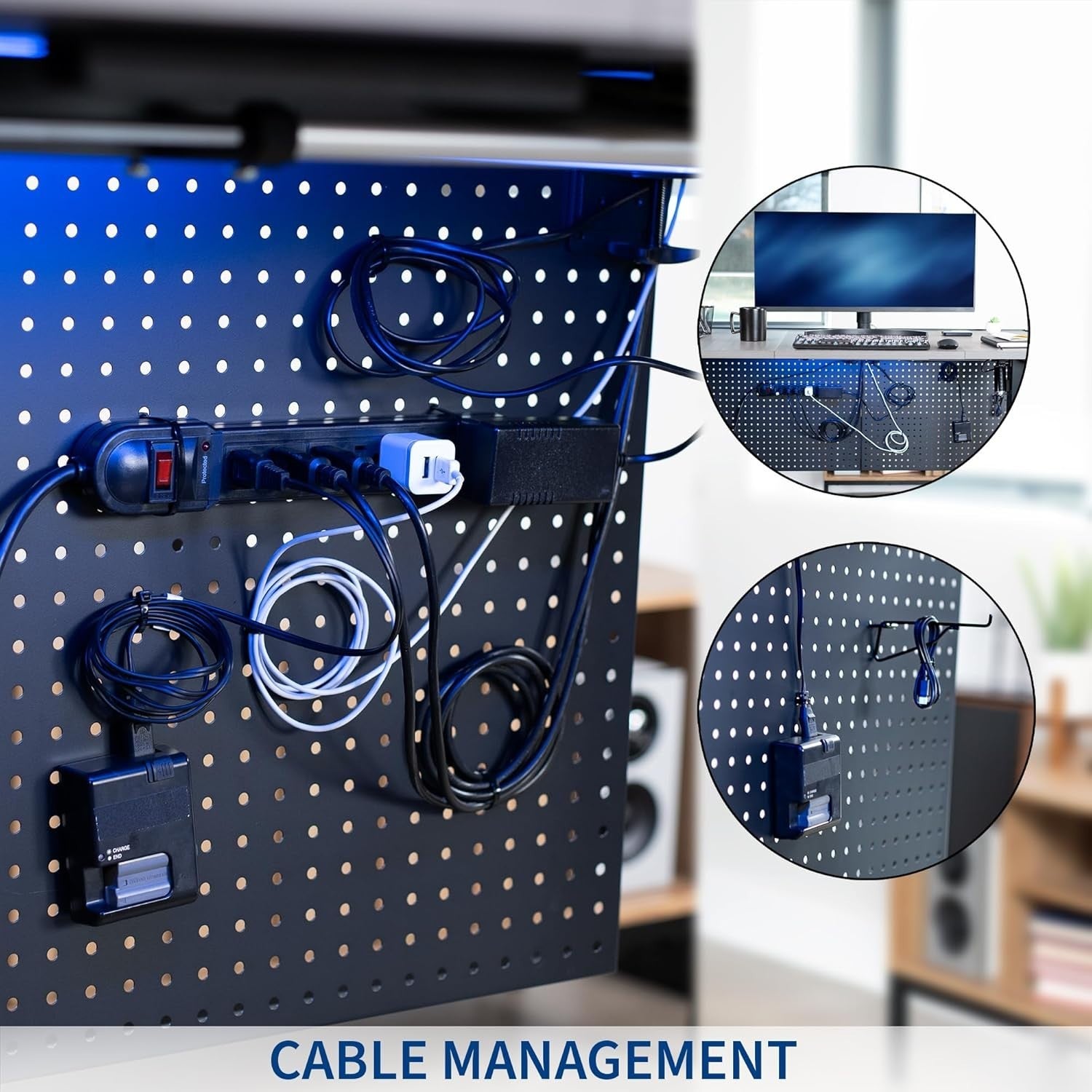 Clamp-On Steel Desk Pegboard 76×61cm Magnetic Organizer Panel Black
