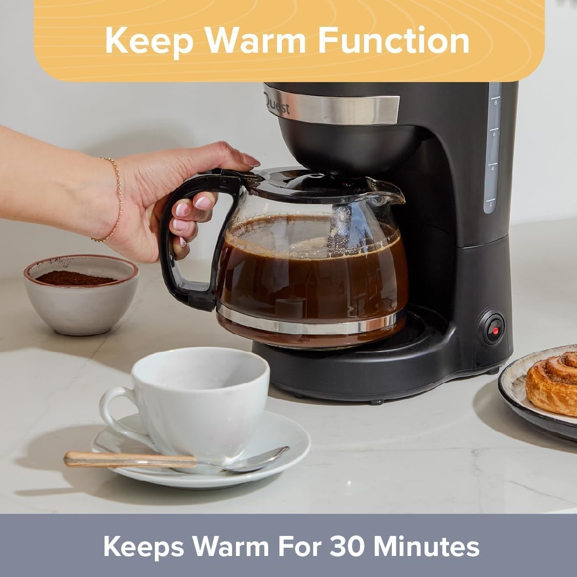 Large Capacity Filter Coffee Machine 1.25L Anti-Drip Reusable Filter Easy Clean