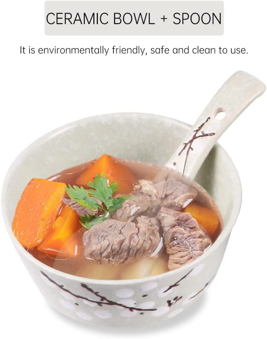 Japanese Style Ceramic Dinnerware Set for One Bowl Plate Cup Spoon Chopsticks