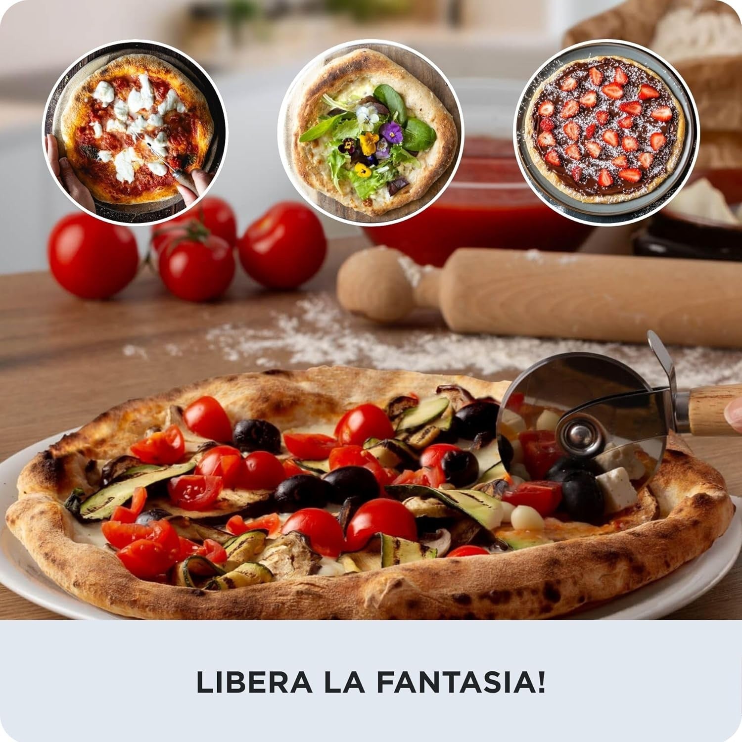 Electric Indoor Pizza Oven | 2-Min Fast Cooking 430°C Stone Grill – Red 2200W
