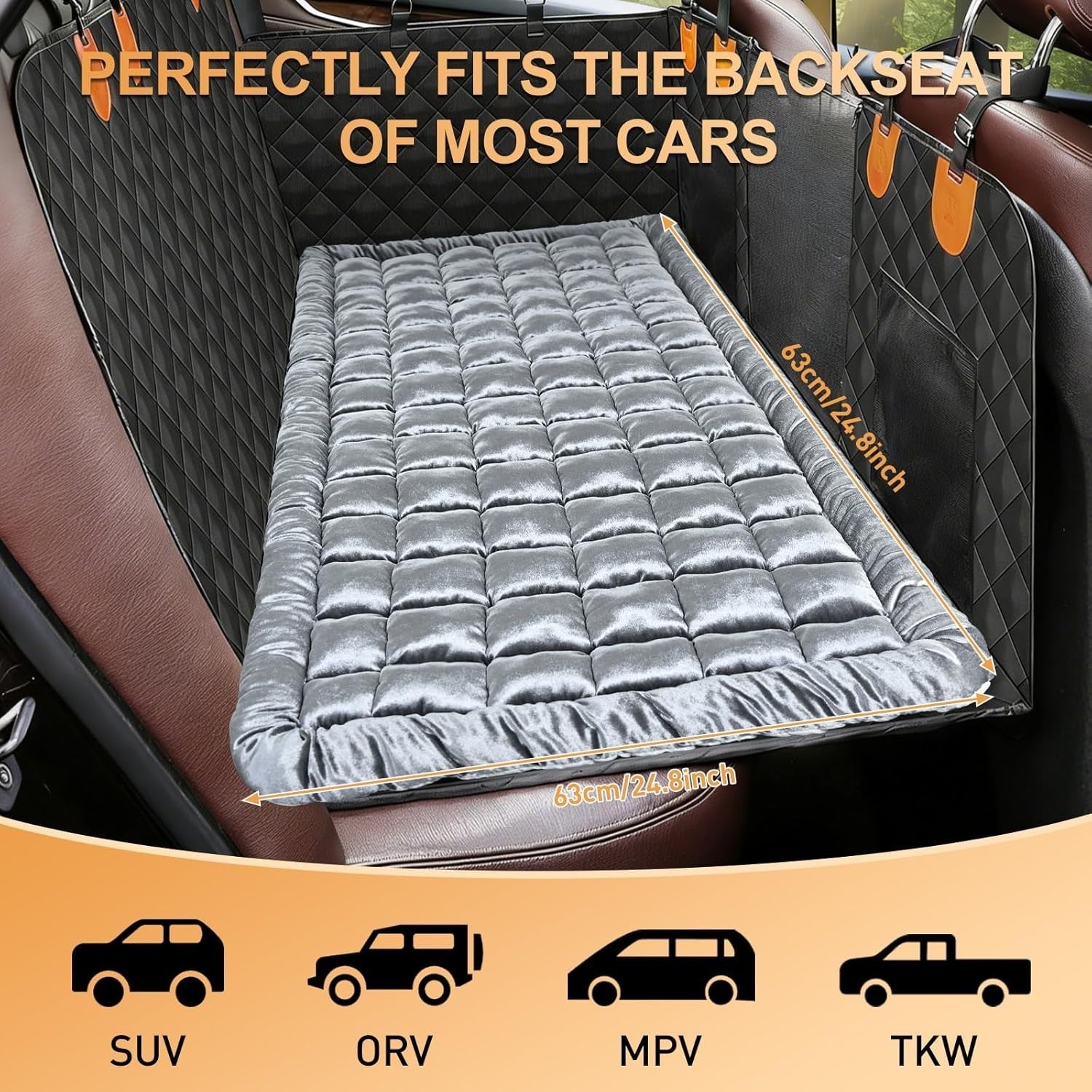 Dog Car Seat Mattress Bed Rear Seat Protector Non Slip Washable 137cm