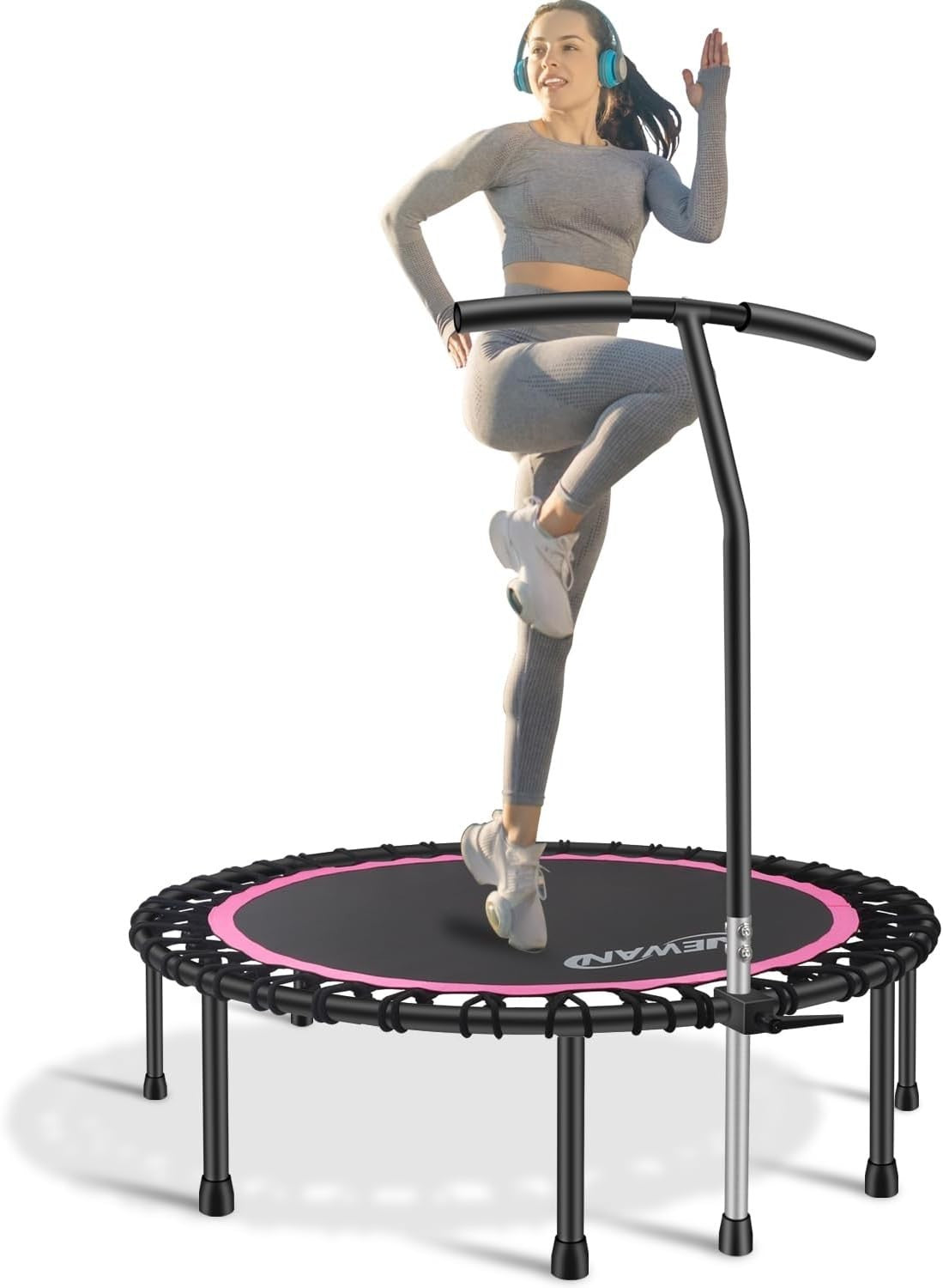 48in Silent Fitness Rebounder Adjustable Handle Indoor Cardio 150kg