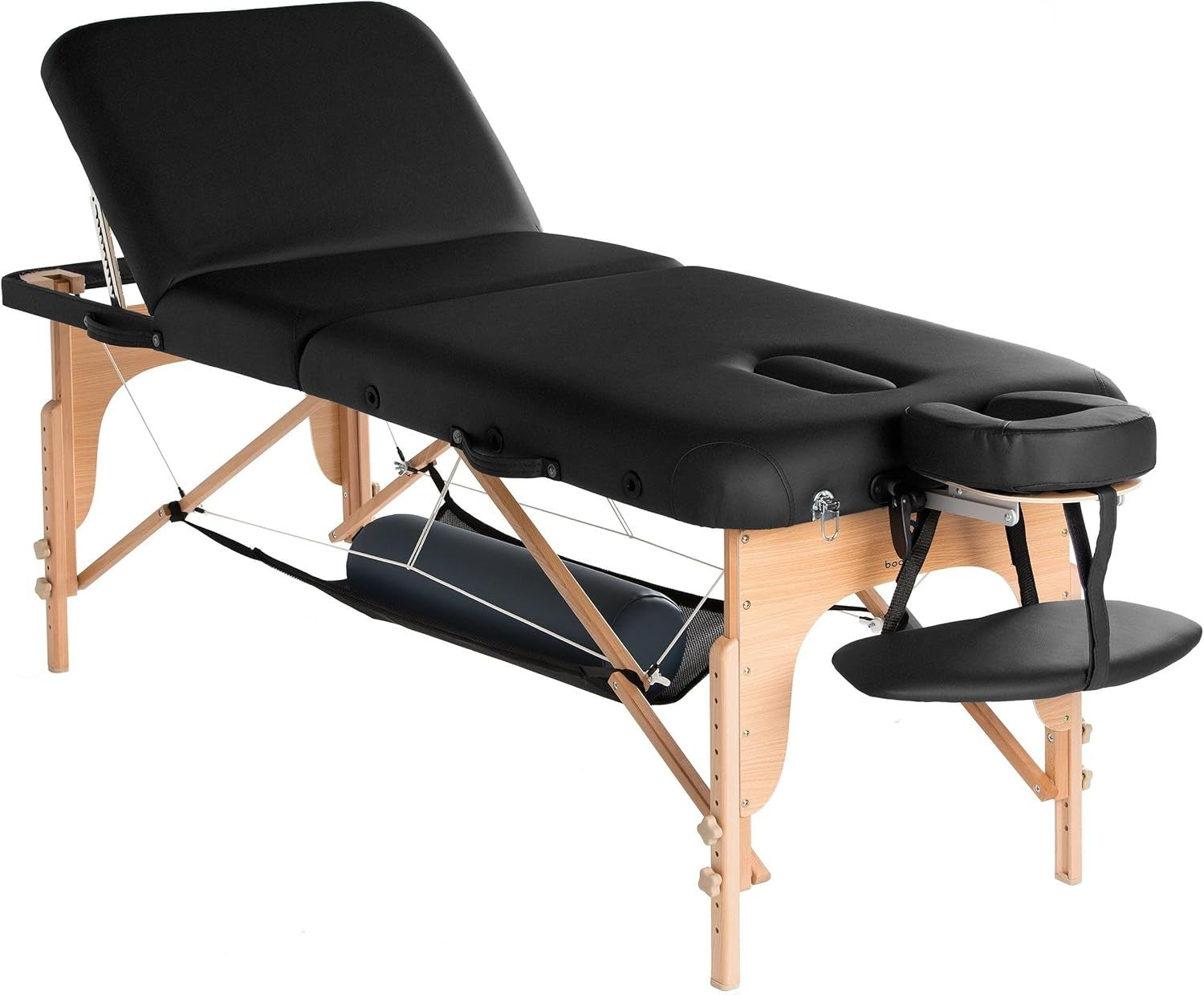 Deluxe Liftback Massage Table 7cm Foam w/ Face Cradle Side Arms Shelf Black