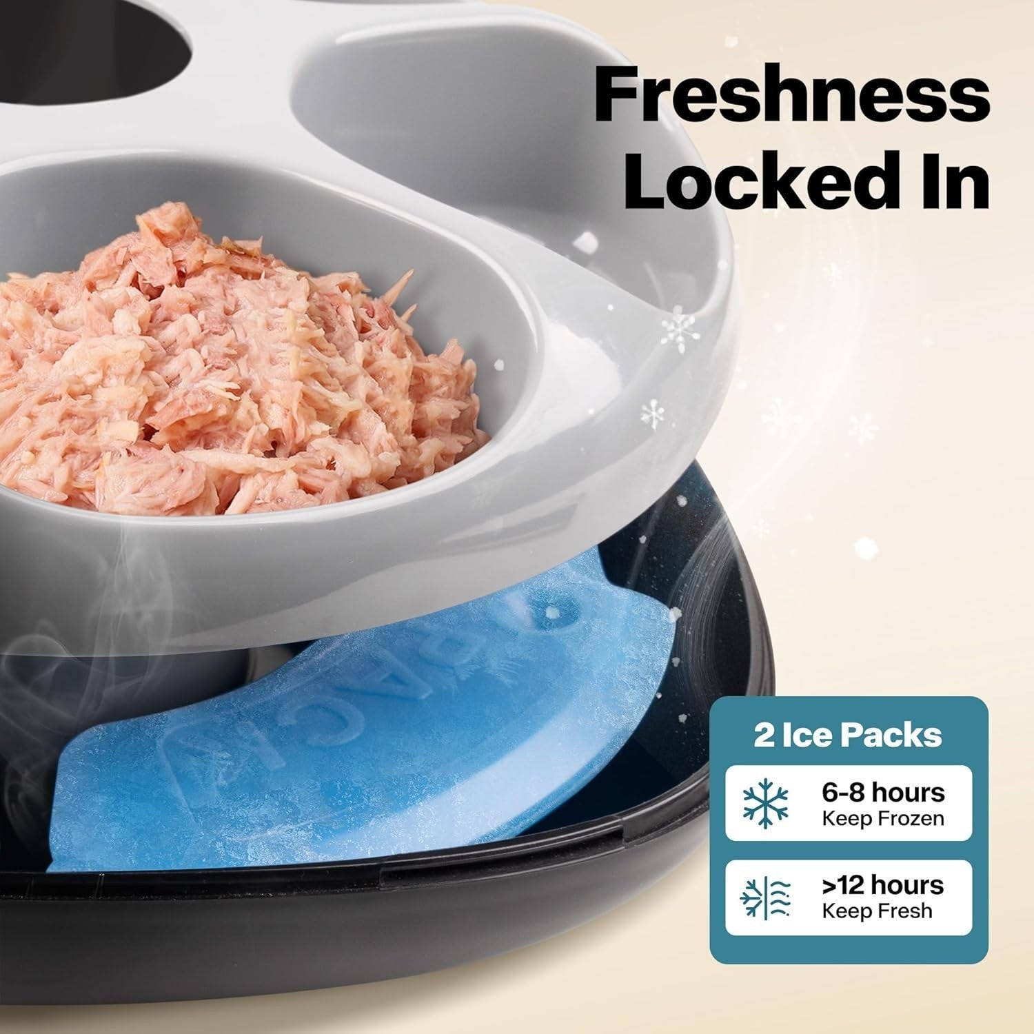Automatic Cat Feeder Wet Dry Food Timer 6 Meal Rechargeable Ice Packs