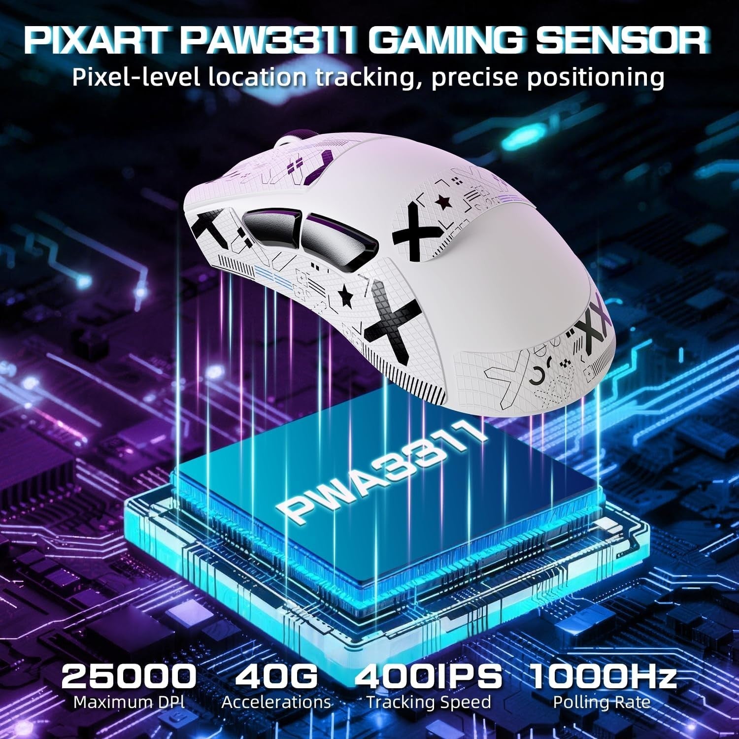 Wireless Gaming Mouse 25000 DPI 65g RGB Dock 100M Clicks