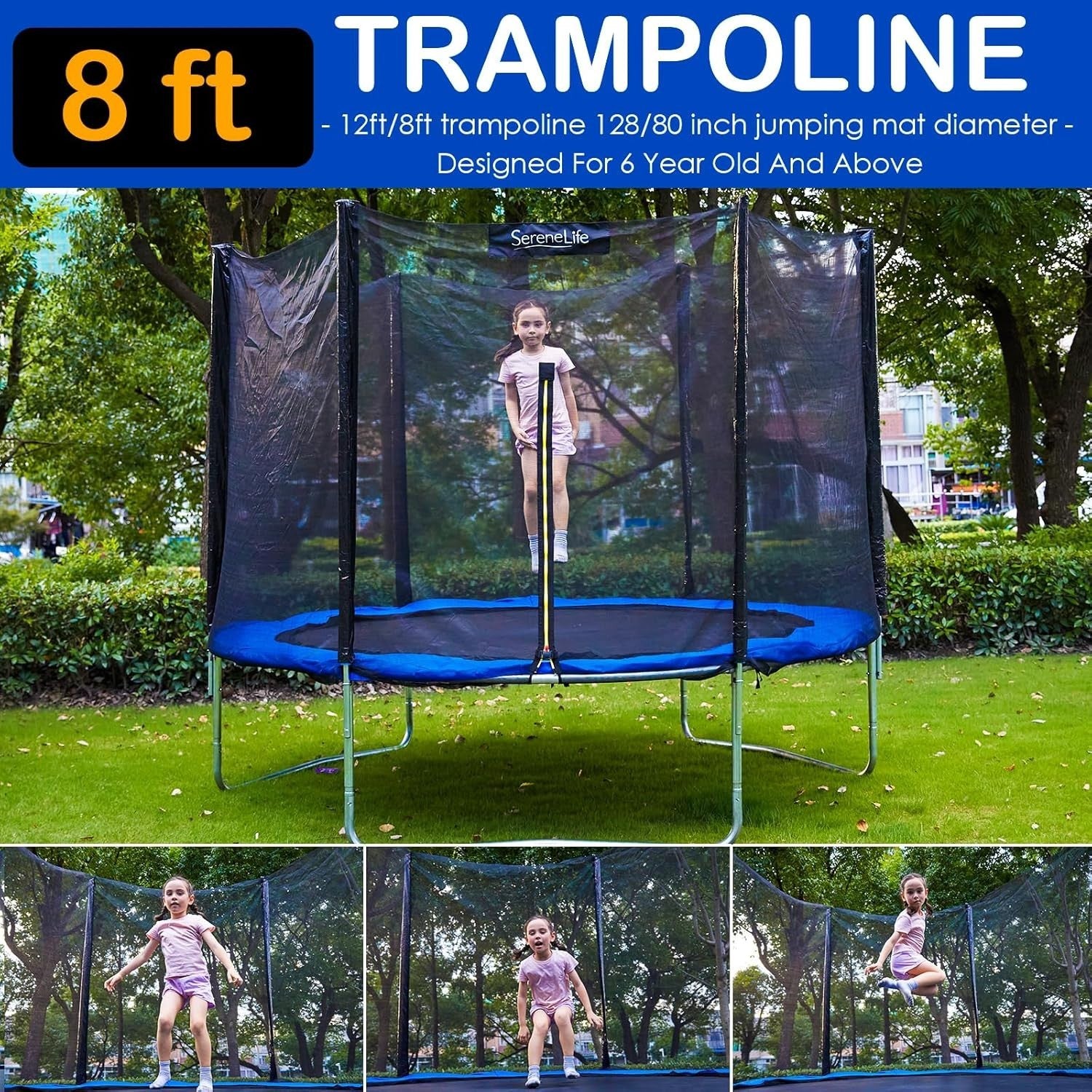 8FT Outdoor Garden Trampoline Safety Enclosure Rustproof Frame