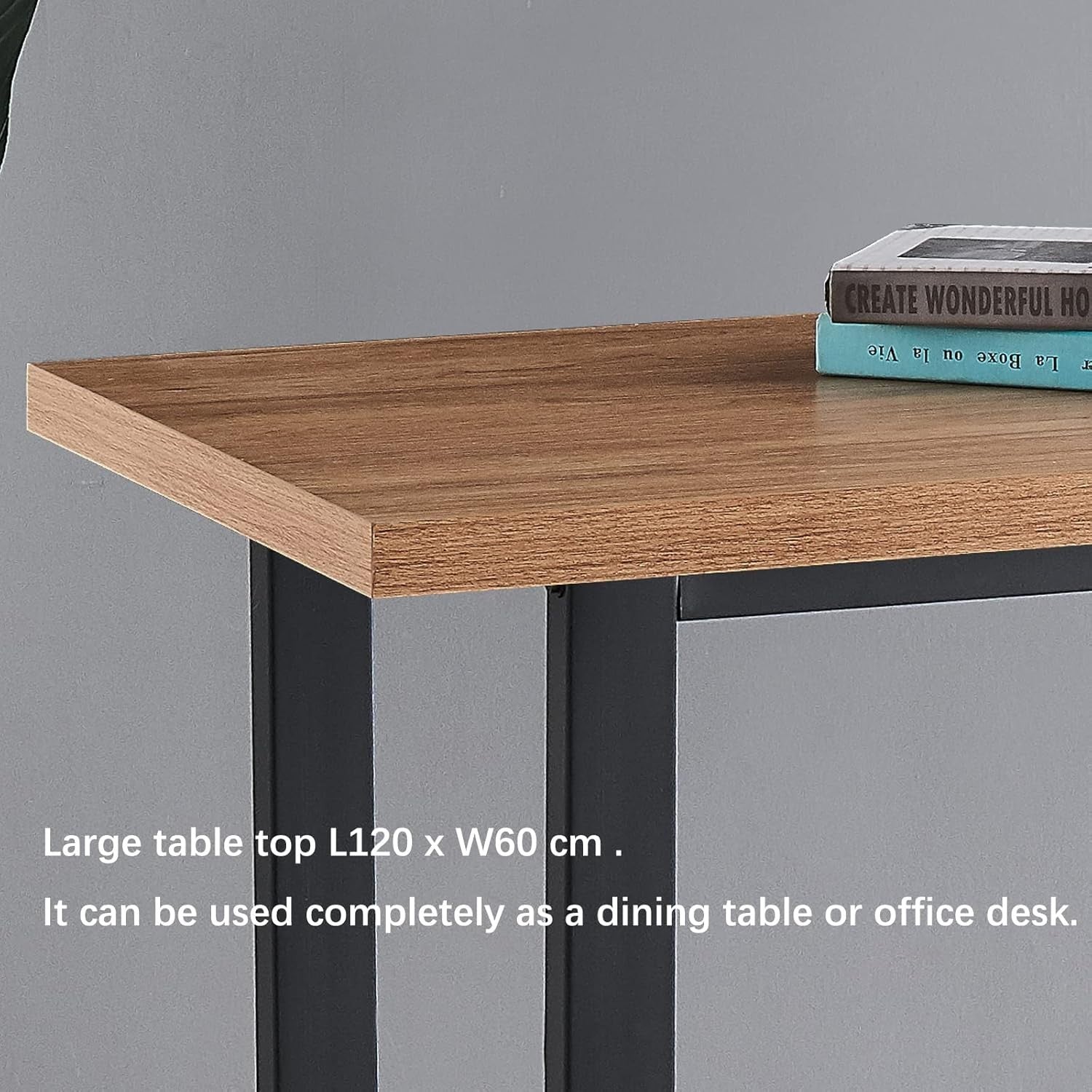 Oak Marble Effect Breakfast Bar Table with Metal Legs – Modern Counter Dining