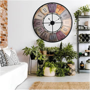 XXL 88cm Retro Metal Wall Clock - Silent Roman Numerals, Art Deco Decor
