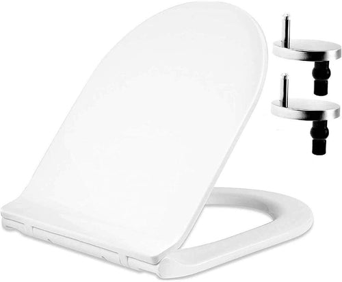 D-Shape Slim Toilet Seat Soft Close Quick Release Top Fix Luxury 47x36cm