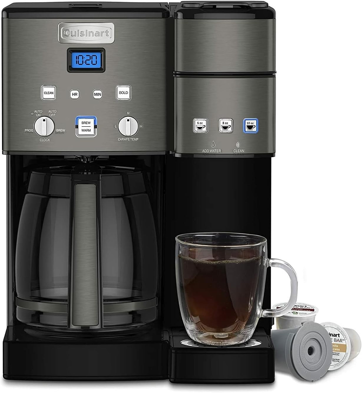 12 Cup Coffee Maker with Single-Serve Brewer 6–12oz Fast Brew Stainless Steel