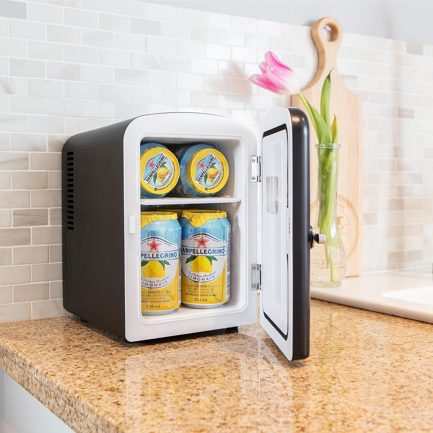 4L Mini Fridge Portable Coca-Cola Cooler Bedroom Office Dorm Black