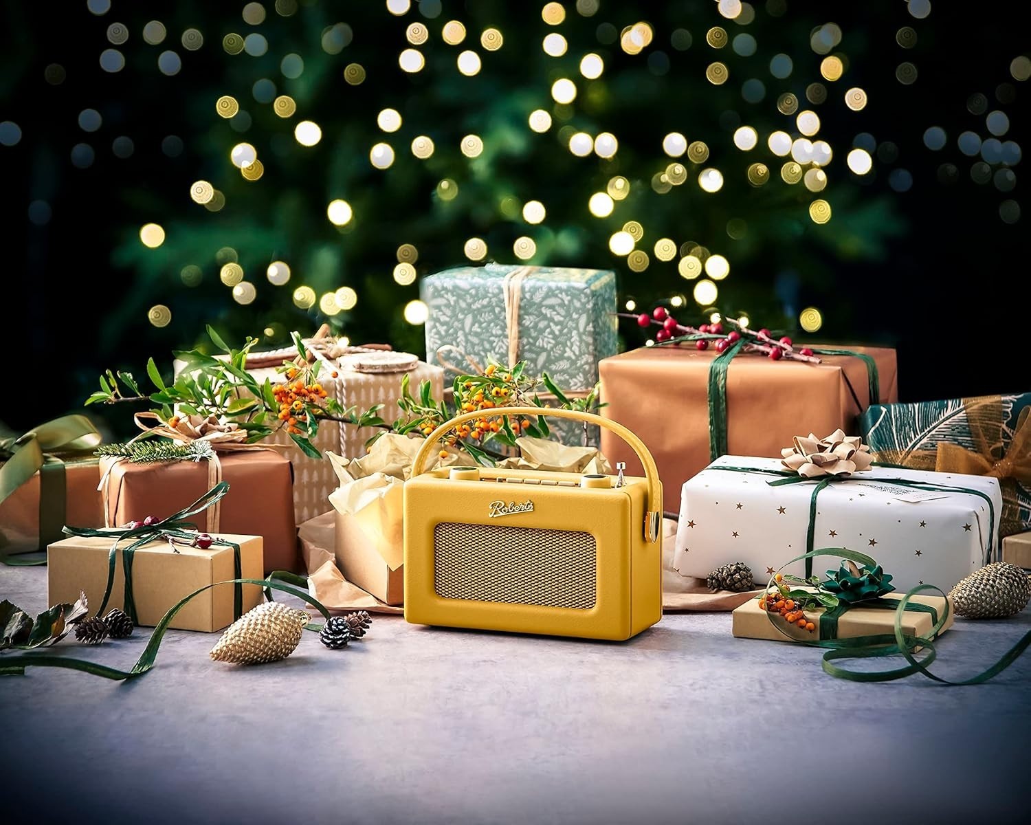 Portable DAB DAB+ FM Radio Bluetooth Retro Sunburst Yellow