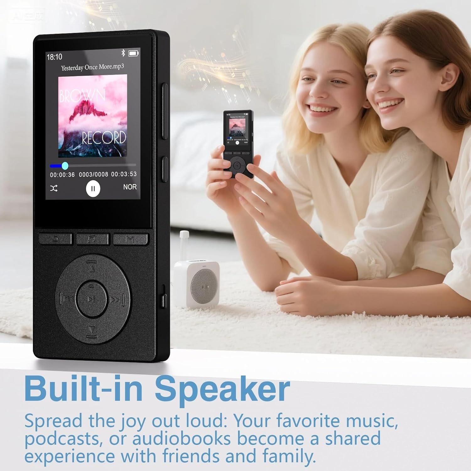 64GB MP3 Player Bluetooth 5.3 Music Player with FM Radio & Speaker