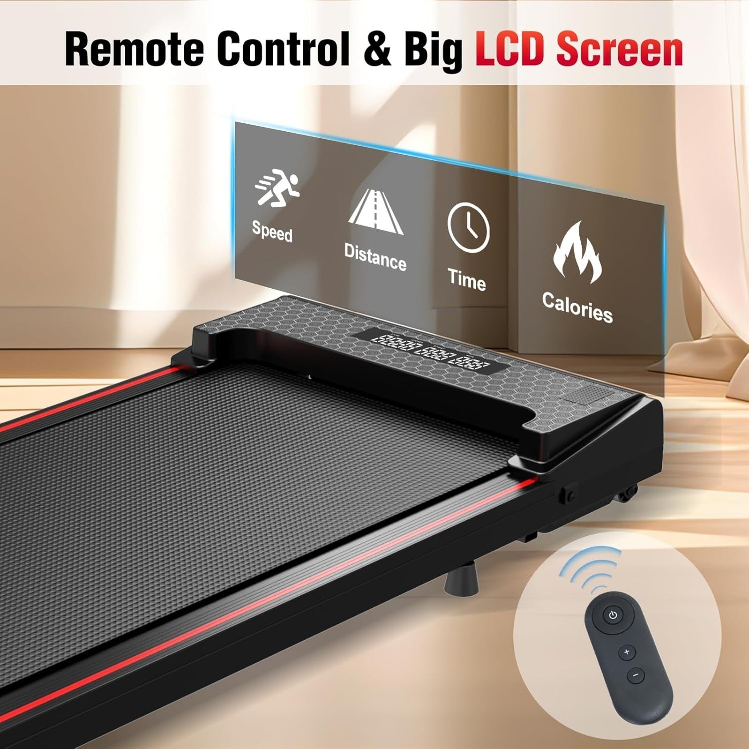 Under Desk Treadmill 1-6km/h Portable Home Office Walking Pad LCD Remote