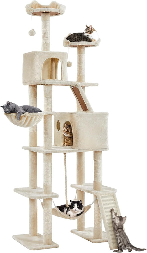 Extra Tall Cat Tree Tower 209cm Level Condos Hammock Ladder Play
