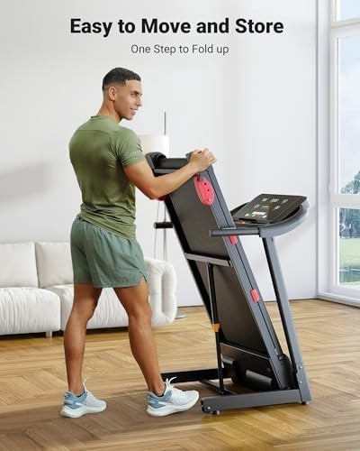 Foldable Incline Treadmill 3HP Motor 300LBS Shock Absorbing 15 Programs