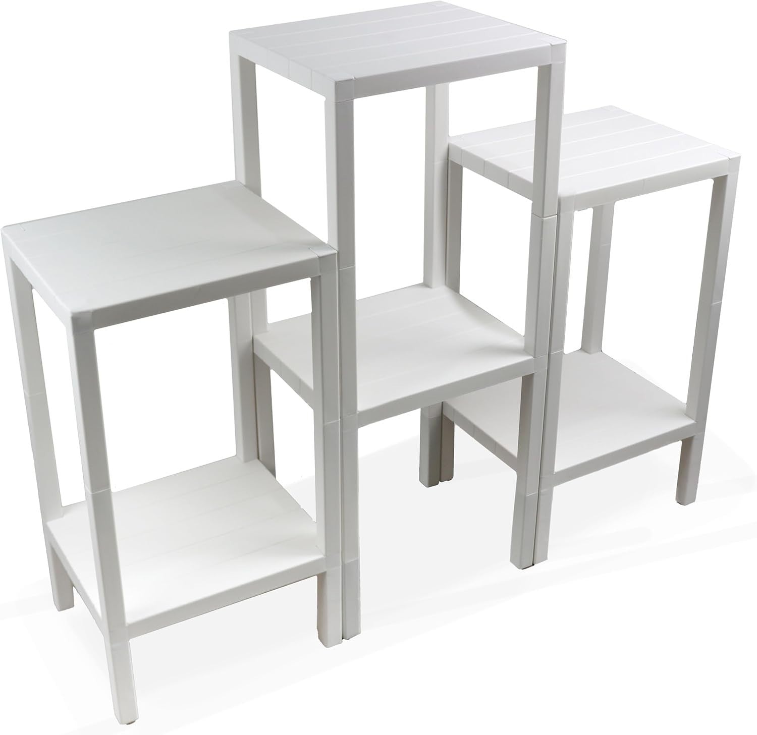 6 Tier White Side End Table – Sturdy Storage Shelf for Narrow Spaces