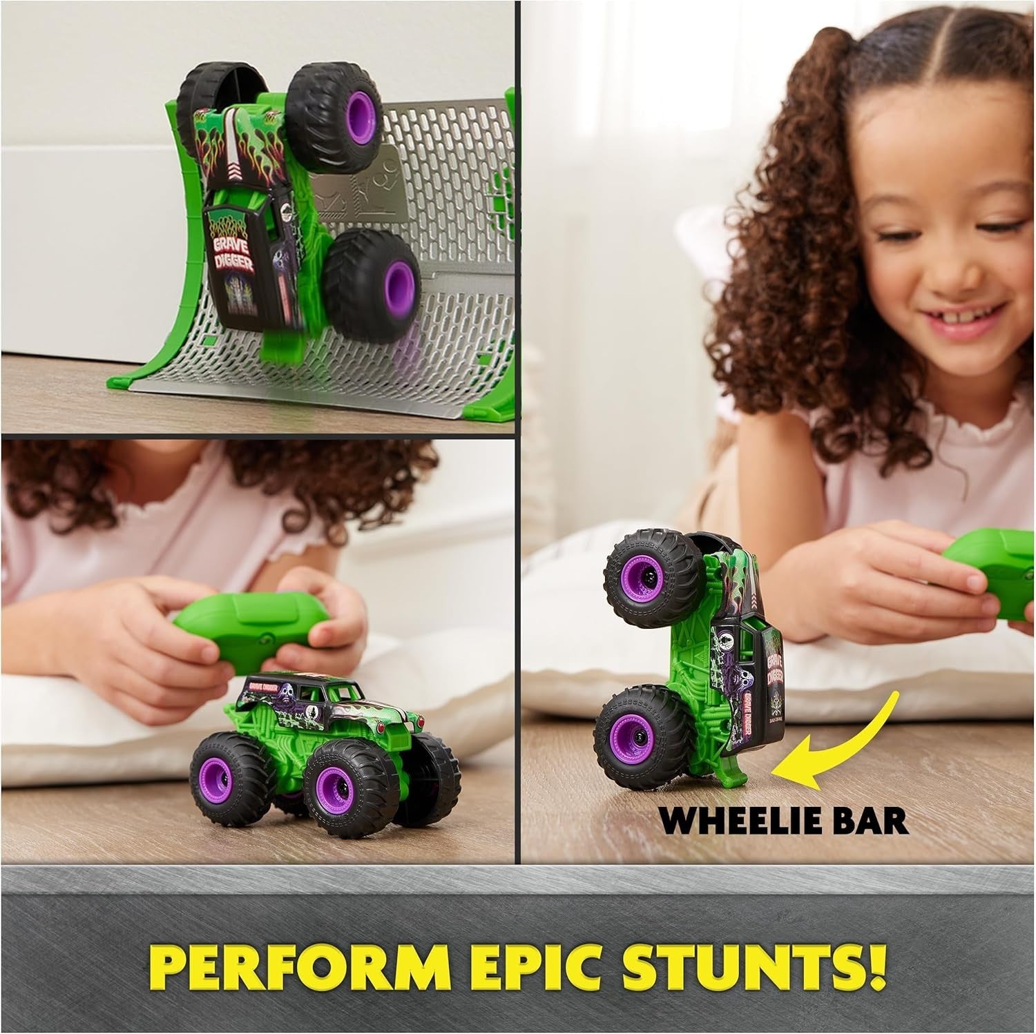 Grave Digger RC Monster Truck 1:64 Scale 2.4GHz Ramp Kids Toy Rechargeable