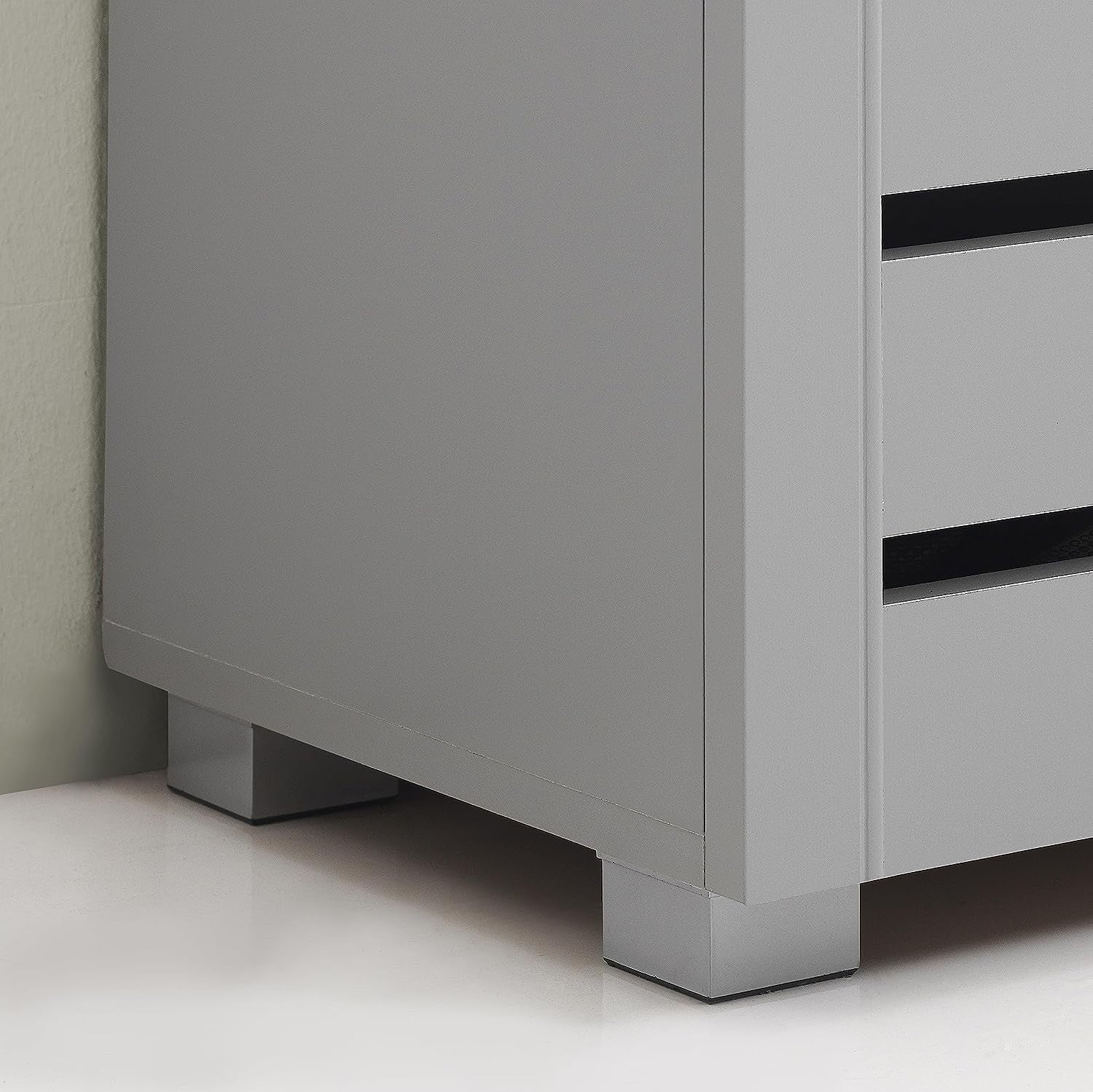 Space-Saving 5 Tier Shoe Cabinet Storage Rack 3 Door Organizer Light Grey