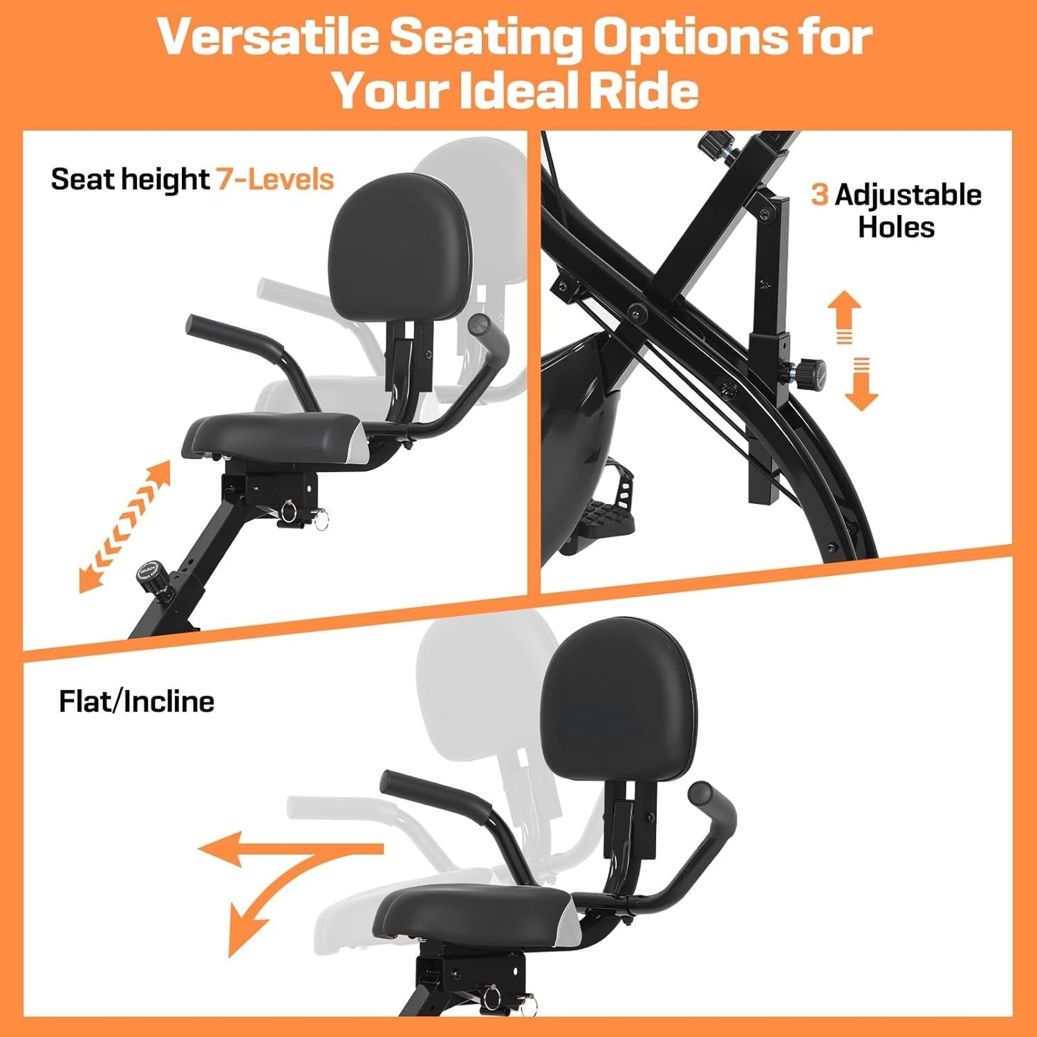 4-in-1 Folding Exercise Bike 8-Level Magnetic Resistance 330lb Capacity LCD