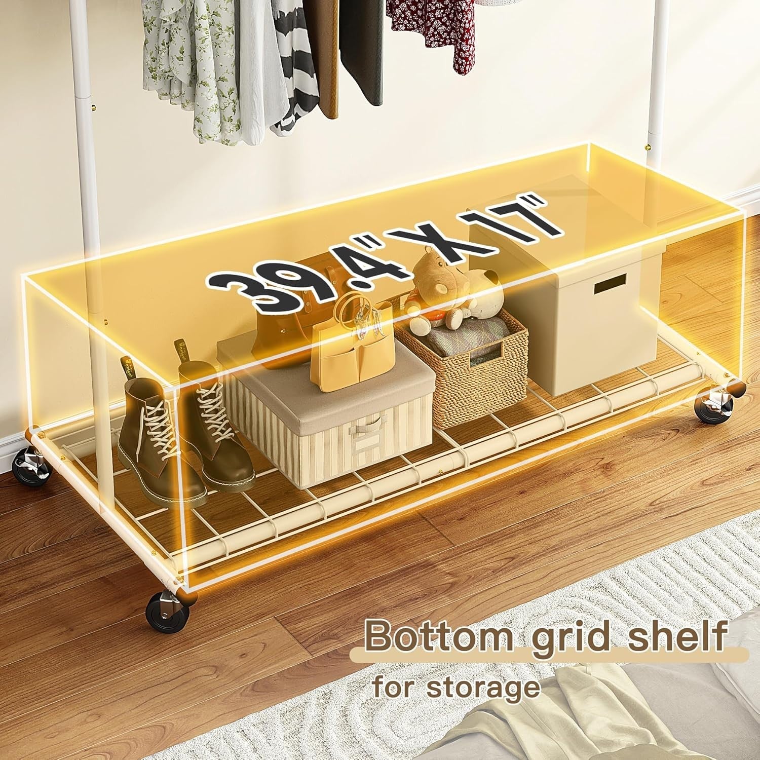 Heavy Duty White Clothes Rail 160cm Extendable Rack on Wheels