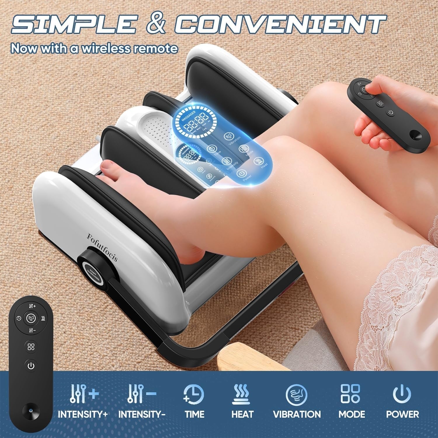 Deep Kneading Foot Massager with Heat & Air Compression for Legs & Calves