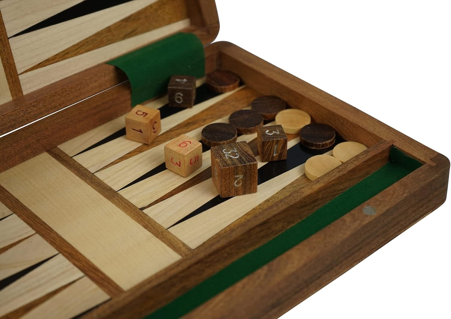 14” Handmade Wooden Backgammon Set Solid Wood Foldable Luxury Board Game