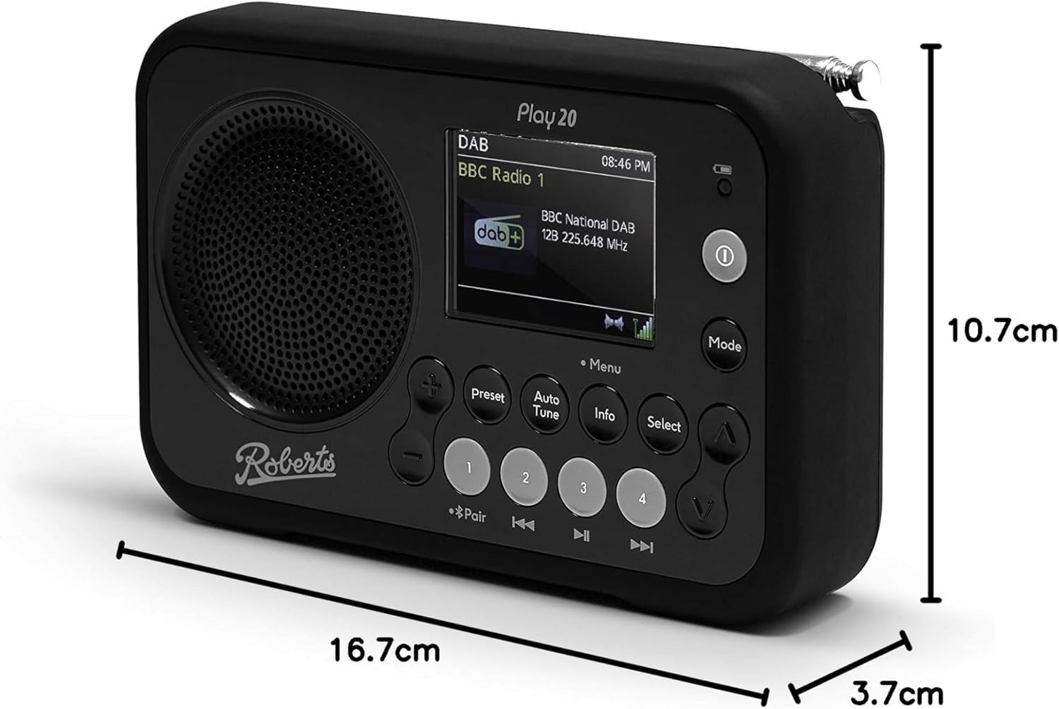 Portable DAB FM Digital Radio with Colour Screen & Headphone Socket