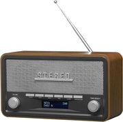 Vintage Style DAB/DAB+ FM Radio with Bluetooth, Clock & AUX – Wood