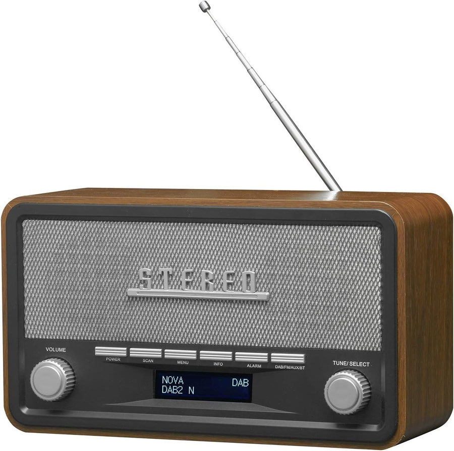 Vintage Style DAB/DAB+ FM Radio with Bluetooth, Clock & AUX – Wood