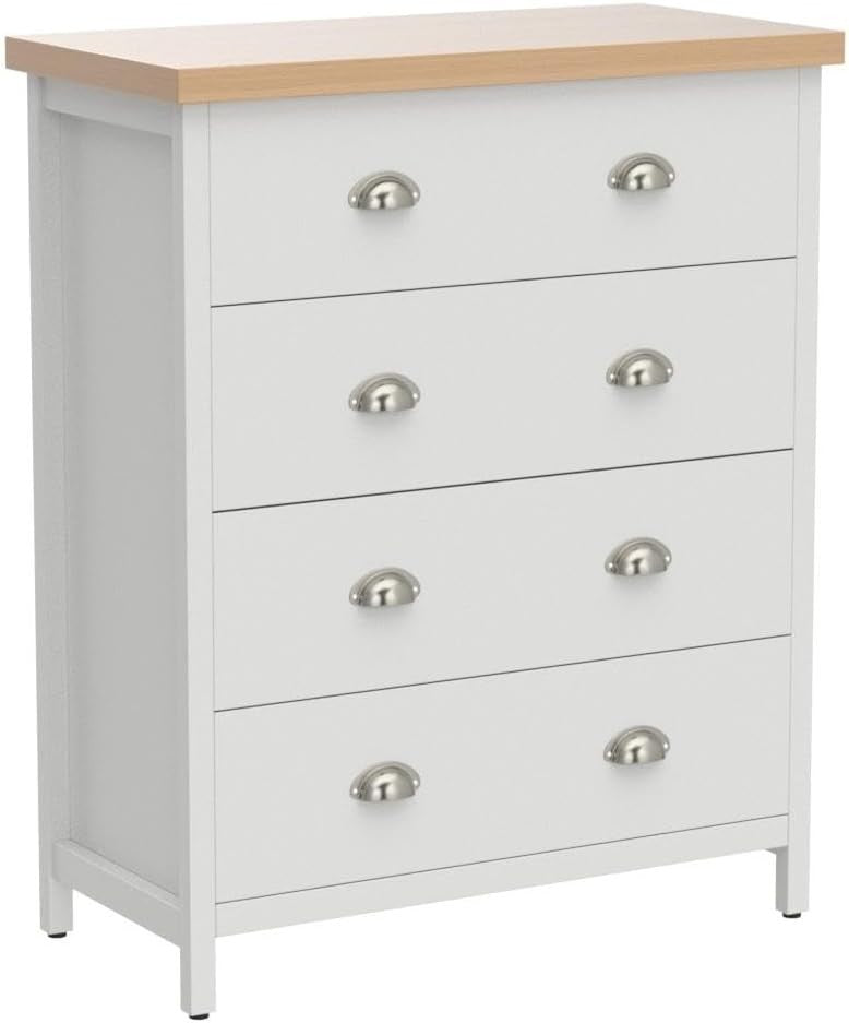 Grey 4 Drawer Chest Bedroom Storage Unit Modern Oak Effect Tall Cabinet