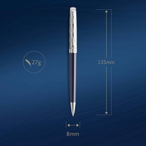 Luxury Ballpoint Pen – Deep Blue Lacquer Metal, Blue Ink, Refillable