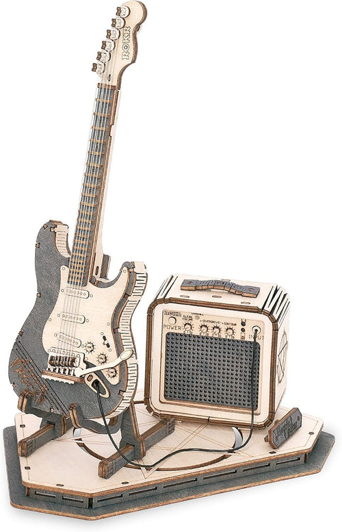 3D Wooden Guitar Puzzle Model Kit – DIY Craft, Musical Instrument Decor