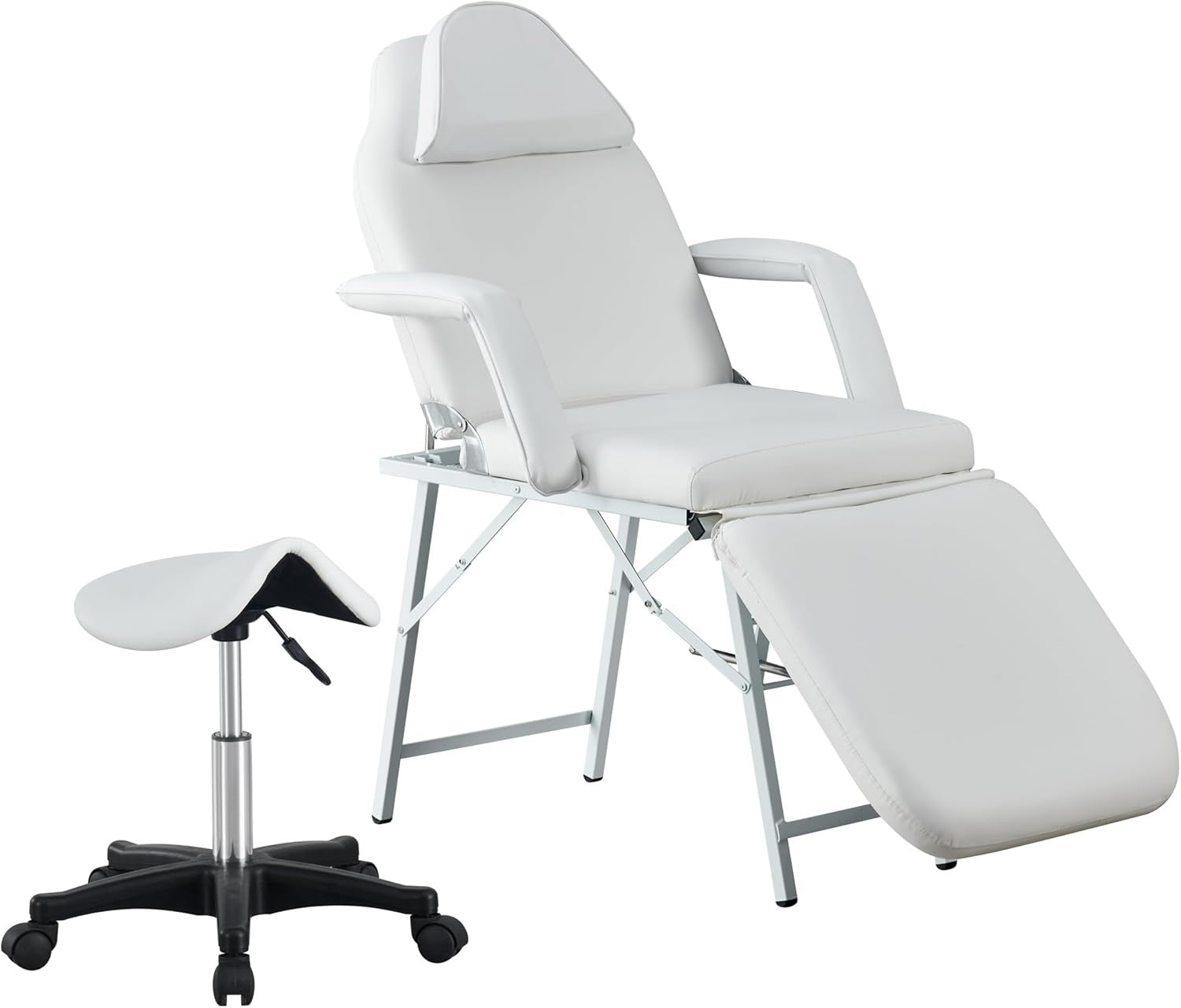 Foldable 3-Section Adjustable Beauty Massage Bed Portable Lash Tattoo Table