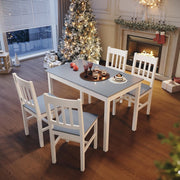 Solid Pine Wood Rectangular Dining Table & 4 Chairs Set - Grey Kitchen