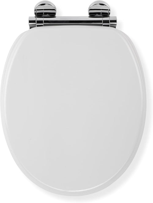 Lucerne White Wooden Toilet Seat Oval Soft Close Quick Release Antibacterial