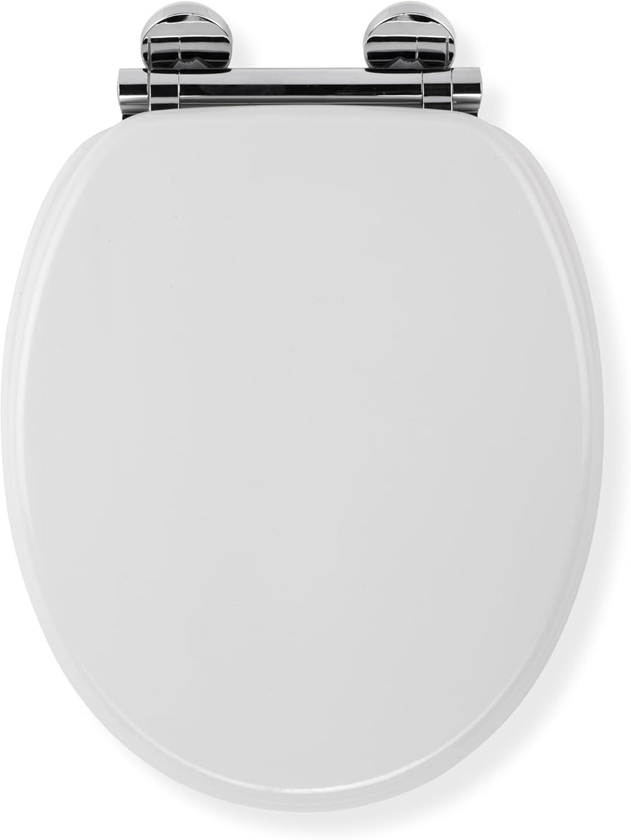Lucerne White Wooden Toilet Seat Oval Soft Close Quick Release Antibacterial